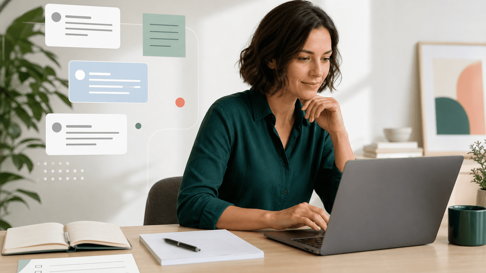 Business owner reviewing customer messages for an AI service workflow