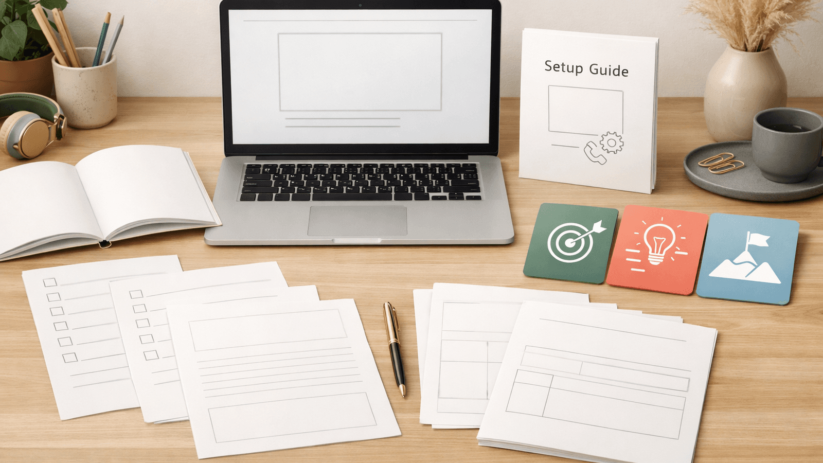 Academy workbook, setup guide, worksheets, and planning cards